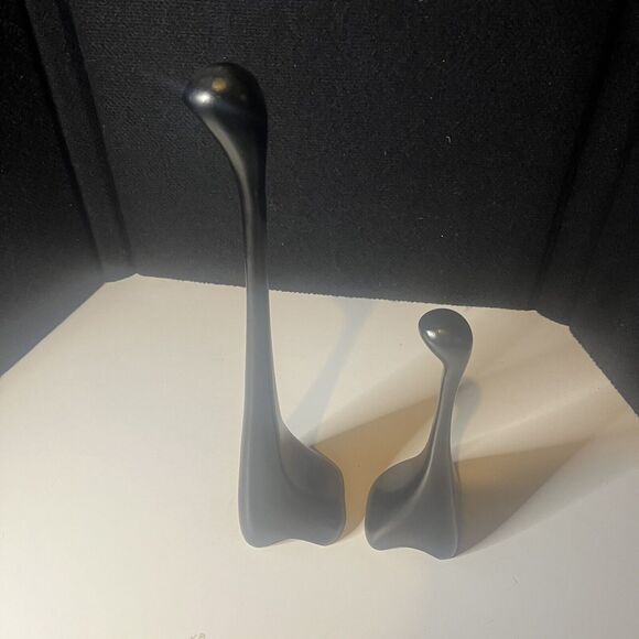 Vintage Louise Hederström Ikea Pair Of 2  Wood Giraffe Sculptures Black - Picture 1 of 11